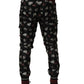 Dolce & Gabbana Pants Black Ring Print Silk Jogging Trousers