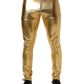 Dolce & Gabbana Gold Metallic Polyester Skinny Trousers Pants