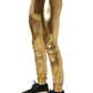 Dolce & Gabbana Gold Metallic Polyester Skinny Trousers Pants