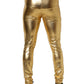 Dolce & Gabbana Gold Metallic Polyester Skinny Trousers Pants