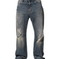 Dolce & Gabbana Blue Cotton Distressed Straight Denim Jeans