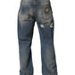 Dolce & Gabbana Blue Cotton Distressed Straight Denim Jeans