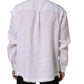 Dolce & Gabbana White Linen Logo Long Sleeves Casual Shirt