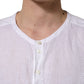 Dolce & Gabbana White Linen Logo Long Sleeves Casual Shirt