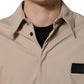 Dolce & Gabbana Beige Logo Overshirt Cotton Men Casual Shirt
