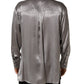 Dolce & Gabbana Metallic Grey Satin Silk Formal Dress Shirt