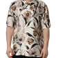 Dolce & Gabbana Beige Tulip Print Silk Short Sleeves Shirt