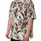 Dolce & Gabbana Beige Tulip Print Silk Short Sleeves Shirt