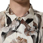 Dolce & Gabbana Beige Tulip Print Silk Short Sleeves Shirt