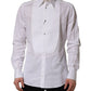 Dolce & Gabbana White GOLD Long Sleeves Bib Men Dress Shirt