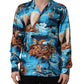 Dolce & Gabbana Blue Silk Twill Hawaiian GraphicPrint Shirt
