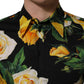 Dolce & Gabbana Black Floral Stretch Cotton SICILIA Fit Dress Shirt