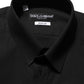 Dolce & Gabbana Black Cotton Stretch GOLD Fit Dress Shirt
