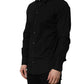 Dolce & Gabbana Black Cotton Stretch GOLD Fit Dress Shirt