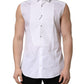 Dolce & Gabbana White Cotton MARTINI Sleeveless Men Dress Shirt