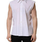 Dolce & Gabbana White Cotton Sleeveless Formal Dress Shirt