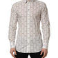 Dolce & Gabbana White Bee Print Cotton GOLD Fit Dress Shirt