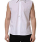 Dolce & Gabbana White Cotton Sleeveless Formal Dress Shirt