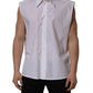 Dolce & Gabbana White Cotton Sleeveless Formal Dress Shirt