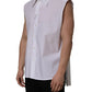 Dolce & Gabbana White Cotton Sleeveless Formal Dress Shirt