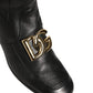 Dolce & Gabbana Black Leather DG Logo Plaque Shorts Ankle Boots Shoes