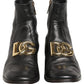 Dolce & Gabbana Black Leather DG Logo Plaque Shorts Ankle Boots Shoes