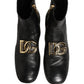 Dolce & Gabbana Black Leather DG Logo Plaque Shorts Ankle Boots Shoes