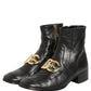 Dolce & Gabbana Black Leather DG Logo Plaque Shorts Ankle Boots Shoes