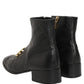 Dolce & Gabbana Black Leather DG Logo Plaque Shorts Ankle Boots Shoes