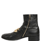 Dolce & Gabbana Black Leather DG Logo Plaque Shorts Ankle Boots Shoes