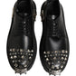 Dolce & Gabbana Black Leather Studded Hi-Trekking Derby Shoes