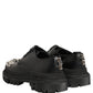 Dolce & Gabbana Black Leather Studded Hi-Trekking Derby Shoes