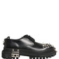 Dolce & Gabbana Black Leather Studded Hi-Trekking Derby Shoes