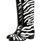 Dolce & Gabbana Black White Zebra Knee High Men Boots Shoes