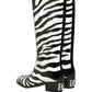 Dolce & Gabbana Black White Zebra Knee High Men Boots Shoes