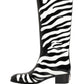 Dolce & Gabbana Black White Zebra Knee High Men Boots Shoes