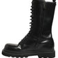 Dolce & Gabbana Black Leather Lace Up Men Combat Boots Shoes