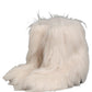 Dolce & Gabbana White Faux Fur Mid Calf Men Boots Shoes