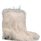 Dolce & Gabbana White Faux Fur Mid Calf Men Boots Shoes
