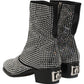 Dolce & Gabbana Black Crystal Embellished Ankle Boots Shoes