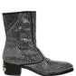 Dolce & Gabbana Black Crystal Embellished Ankle Boots Shoes