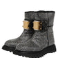 Dolce & Gabbana Black Crystal Embellished Short Boots Shoes