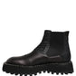Dolce & Gabbana Black Chelsea Boots Leather Slip On Men Shoes