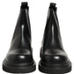 Dolce & Gabbana Black Chelsea Boots Leather Slip On Men Shoes