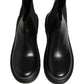 Dolce & Gabbana Black Chelsea Boots Leather Slip On Men Shoes