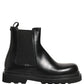 Dolce & Gabbana Black Chelsea Boots Leather Slip On Men Shoes