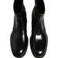 Dolce & Gabbana Black Leather Embossed Logo Ankle Boots Shoes