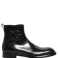 Dolce & Gabbana Black Leather Embossed Logo Ankle Boots Shoes