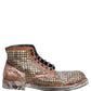 Dolce & Gabbana Brown Leather Runway Studs Ankle Boots Shoes