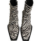 Dolce & Gabbana Black White Zebra Embellished Boots Shoes
